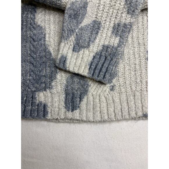 Anthropologie Pilcro Cowl Neck Blue Grey+Cream Sz M Cable Knit Spotted Sweater - Picture 5 of 8
